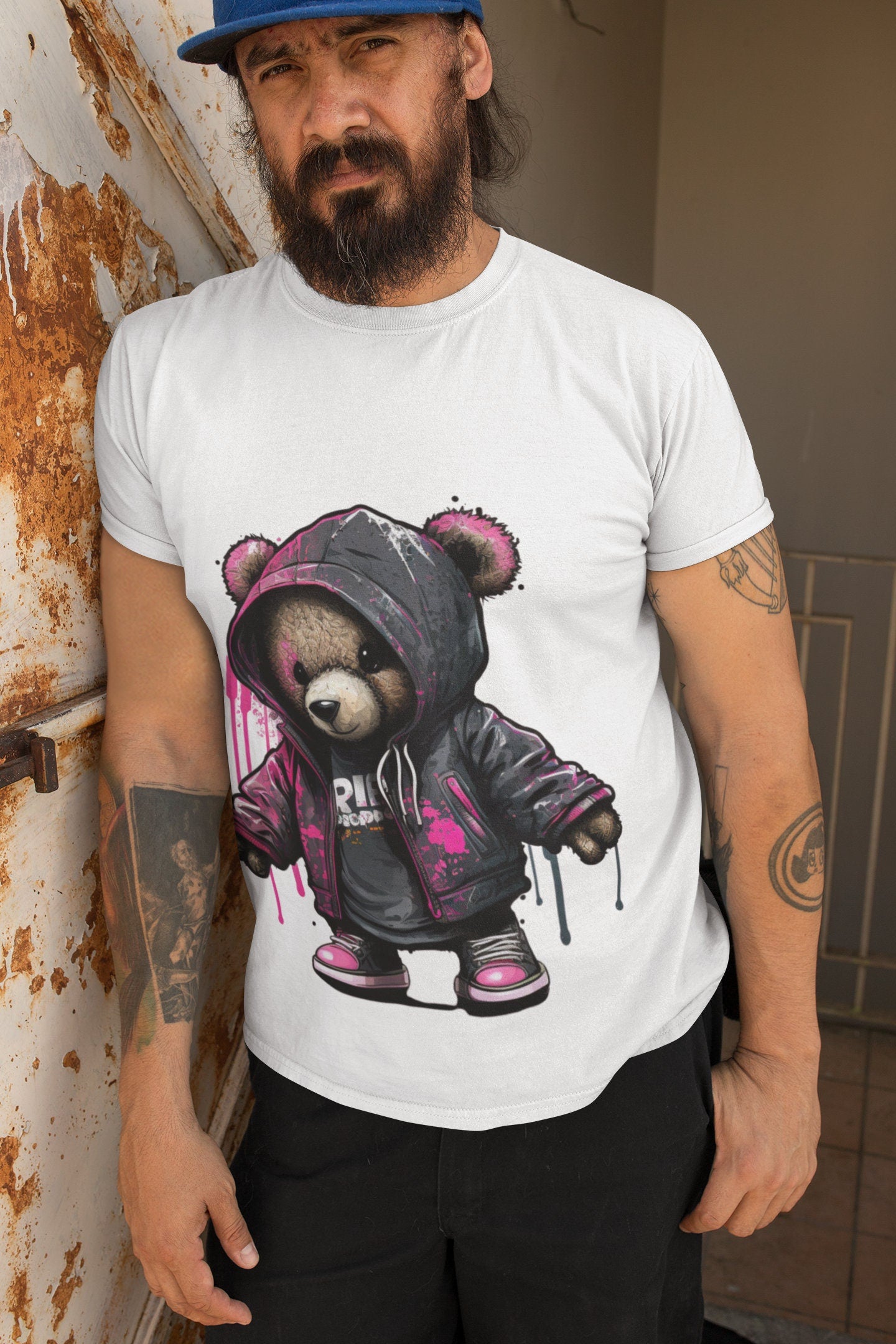 TEDDY BEAR clip art hip hop cool transparent 400 dpi pink