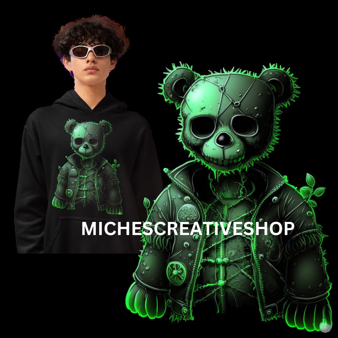 HALLOWEEN TEDDY BEAR digital image only 400 dpi transparent neon colours awesome for t-shirt designs