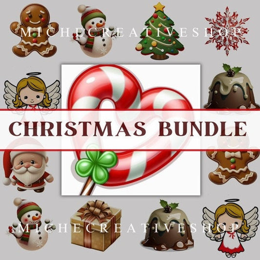 Xmas 30 clipart  Trees Reindeer Gingerbread house Gingerbread man Jingle bell Present Pudding Stockings Candy Cane and Santa