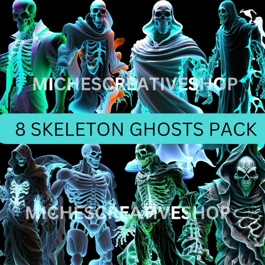 SKELETON GHOSTS  in Neon Colours digital image only 400 dpi Neon Skeleton Design hip hop skeleton man cool great for Halloween printable