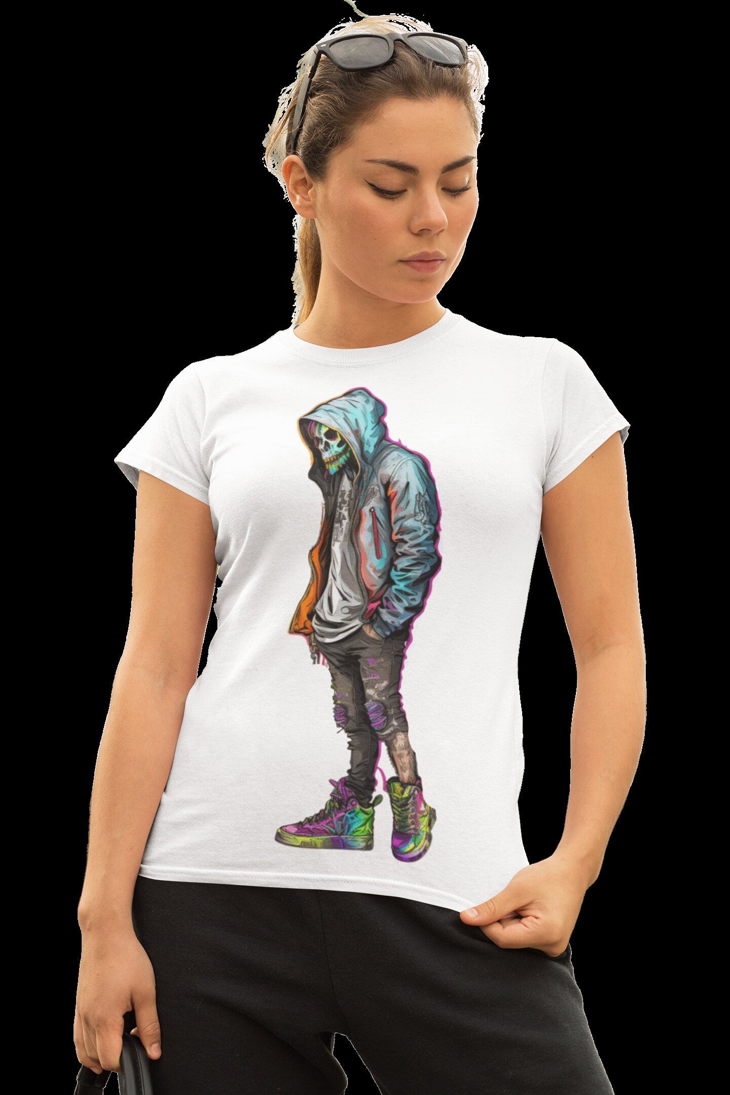 SKELETON MAN  scary in Neon Colours digital image only 400 dpi Neon Skeleton Design hip hop skeleton man great for t-shirt designs printable