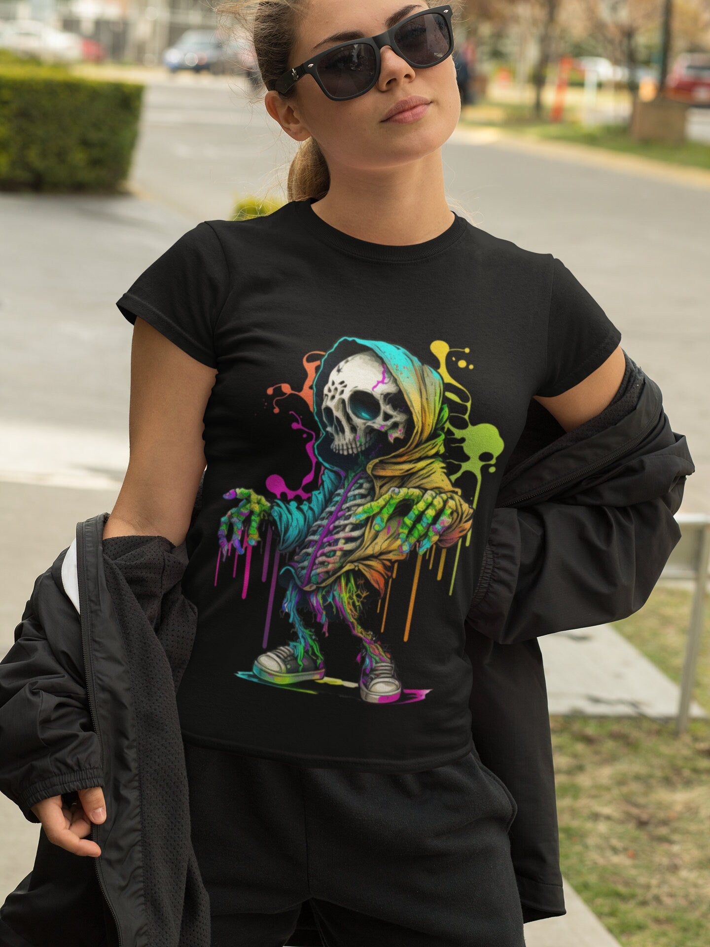 SKELETON MAN  in Neon Colours digital image only 400 dpi Neon Skeleton Design hip hop skeleton man cool