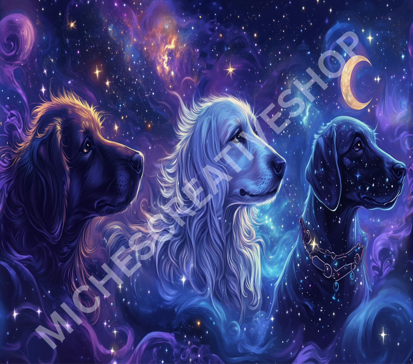 TUMBLER 20 oz Galaxy Dogs Clipart  Celestial Golden Retriever, Black Lab & Starry Hound  Cosmic Night Sky PNG Art Printable Sublimation