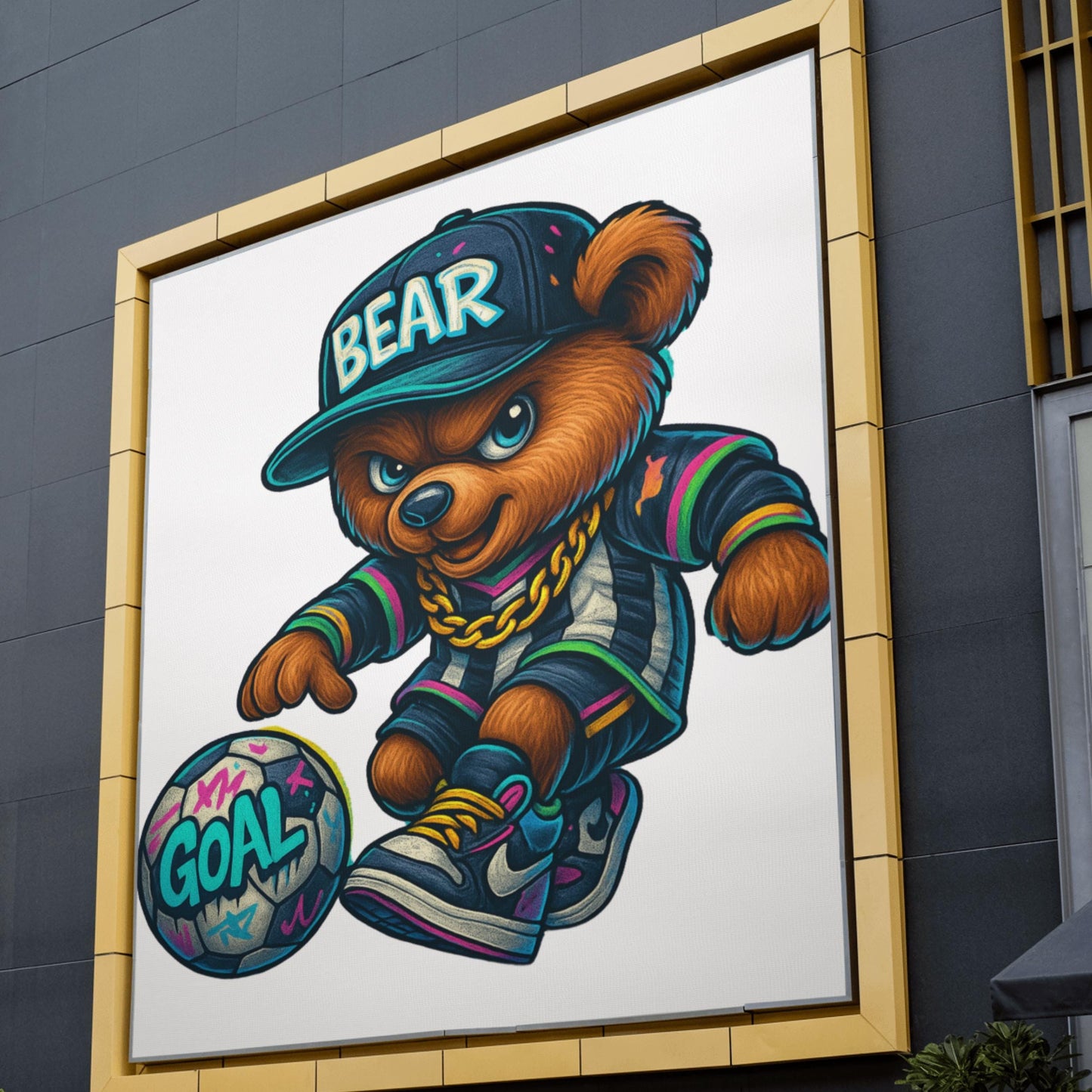 Soccer Bear Clipart Cool Graffiti Style Teddy Bear Playing Football Urban Streetwear PNG for Kids & Sports Designs soccer great for t-shirts
