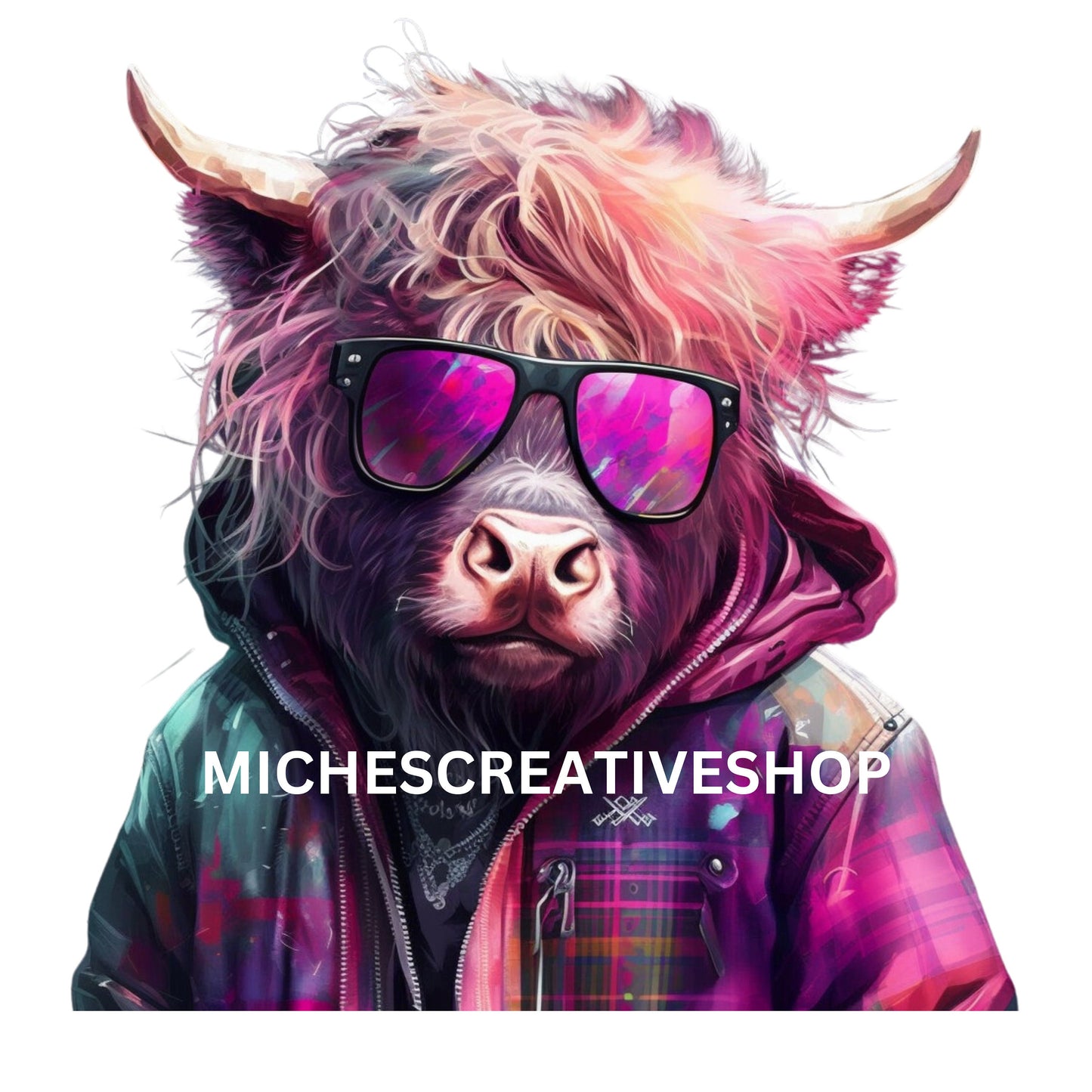 HIGHLAND COW Cool HipHop Highland cow skateboard and motorbike and cool ones love this clip art 400 dpi transparent printable