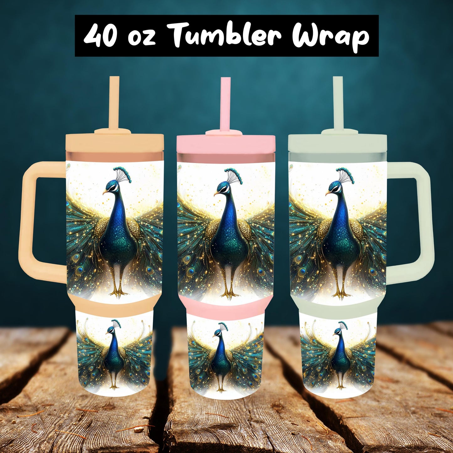 TUMBLER WRAP peacock feathers  Elegant Glitter Feathers Sublimation Design Digital Download for Stanley Style Cups feather design