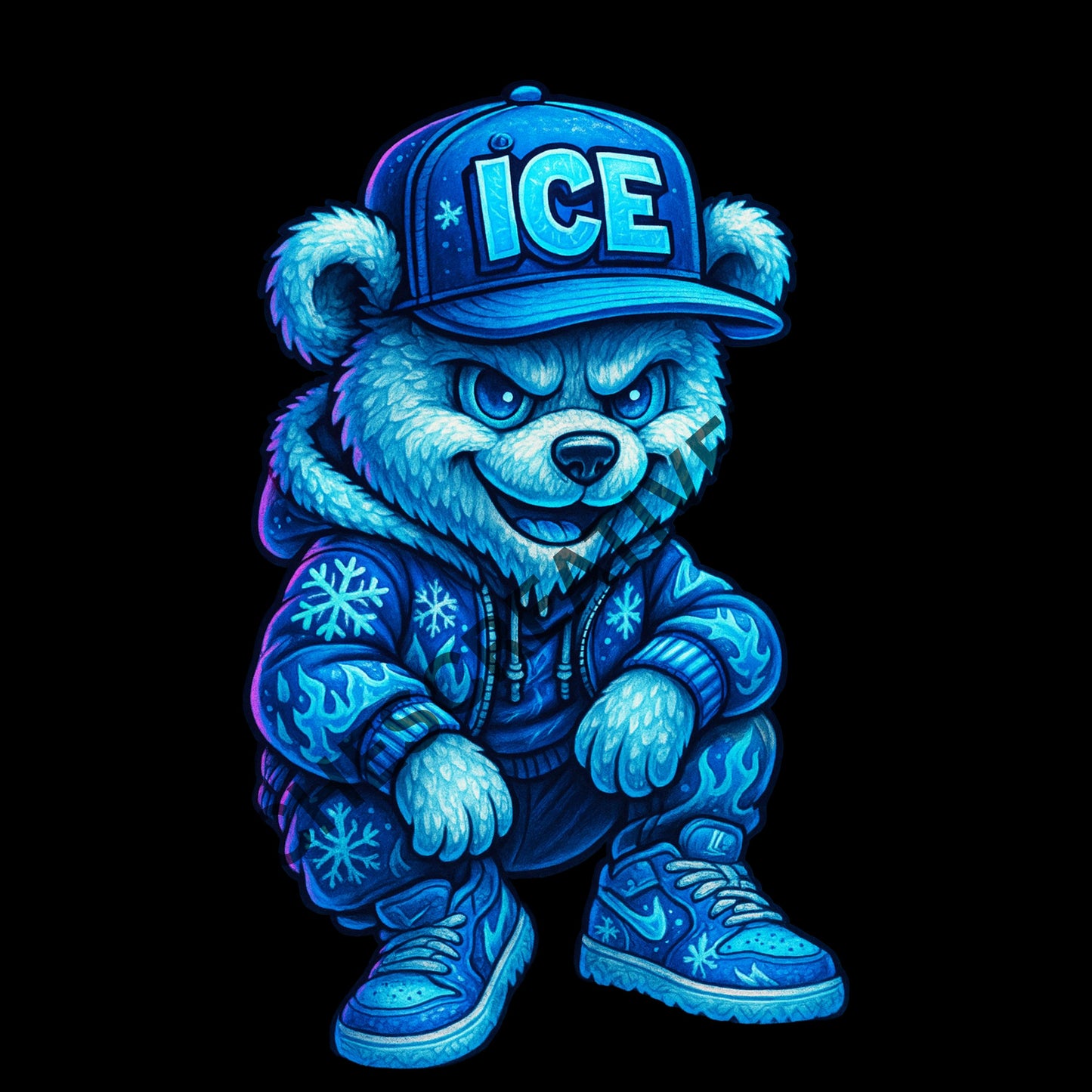 ICE BEAR CLIPART Graffiti Clip Art Cool Urban Streetwear Teddy Bear Hip Hop Winter Digital Blue Snowflake Hoodie Bear Print sublimation