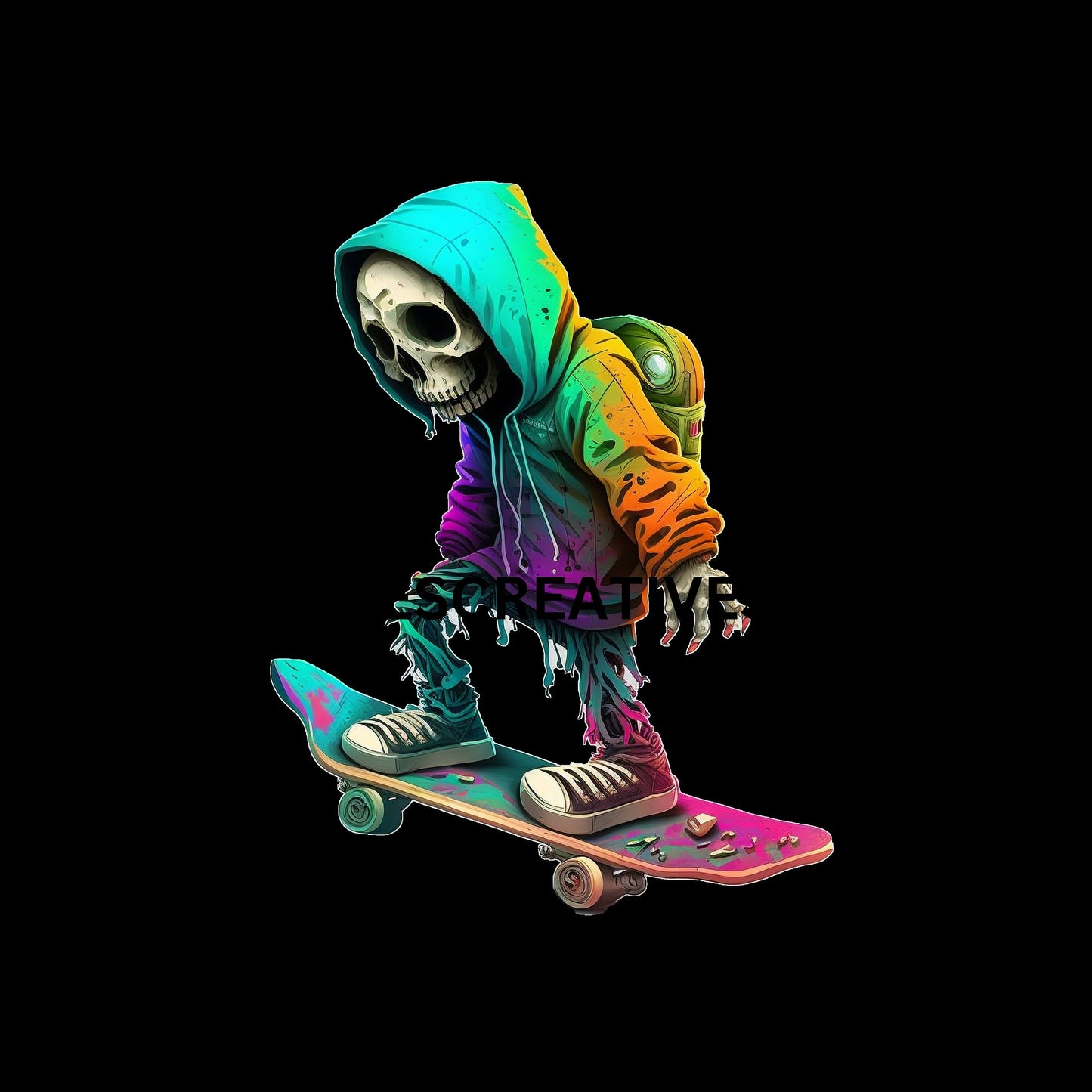 SKELETON MAN  in Neon Colours digital image only 400 dpi Neon Skeleton Design hip hop skeleton man cool printable