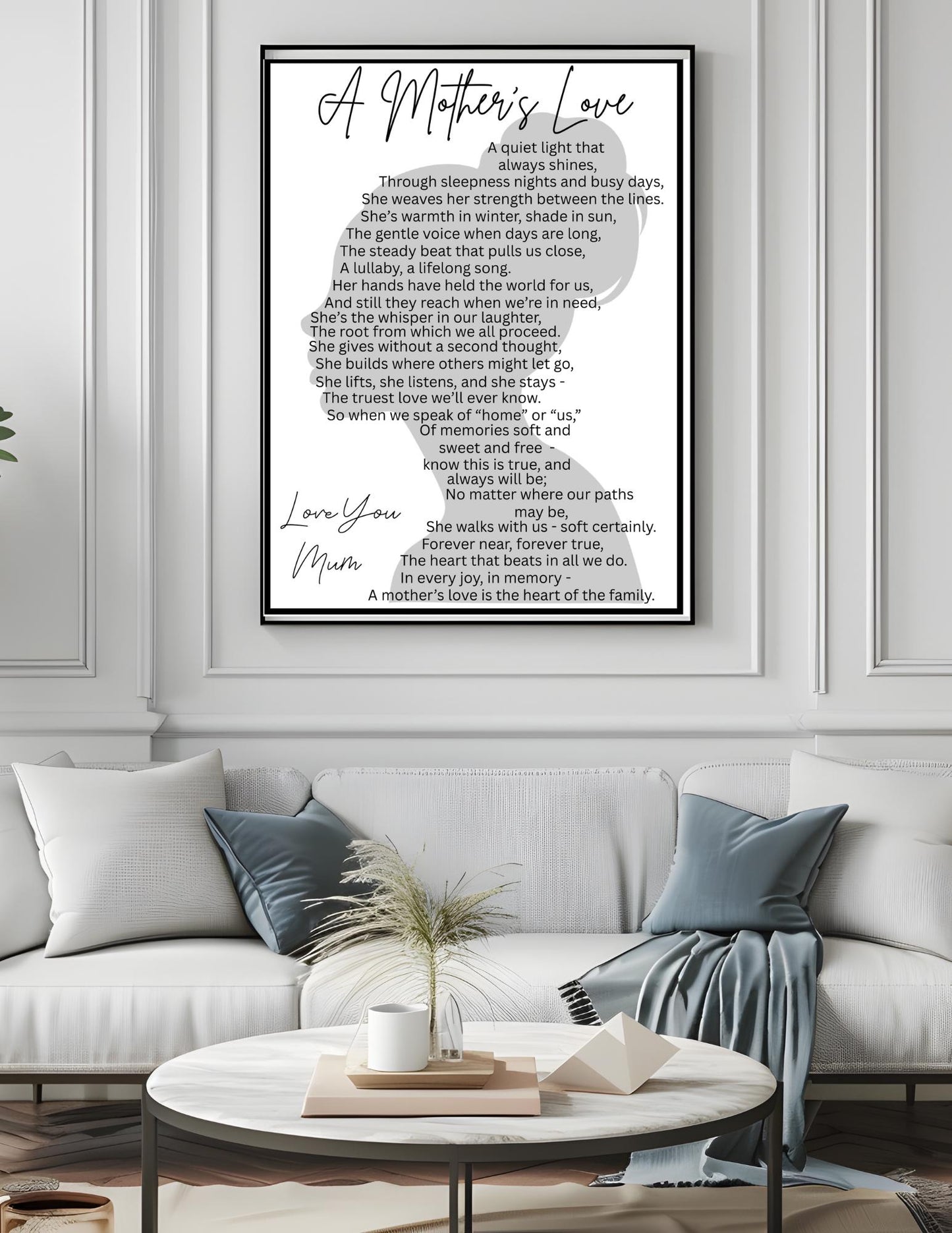 MOTHER'S POEM printable A Mother’s Love Is the Heart of the Family –  Mother’s Day Gift Digital Download Sentimental Gift for Mum Printable