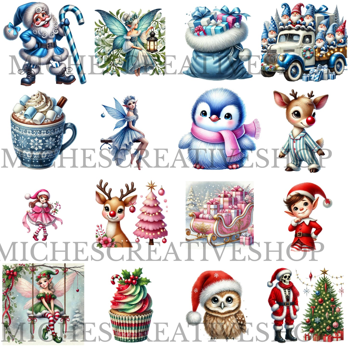 CHRISTMAS CLIPART HOHO  70 clip art Christmas bundle Png blue pink red Christmas digital this awesome for designing printable sublimation