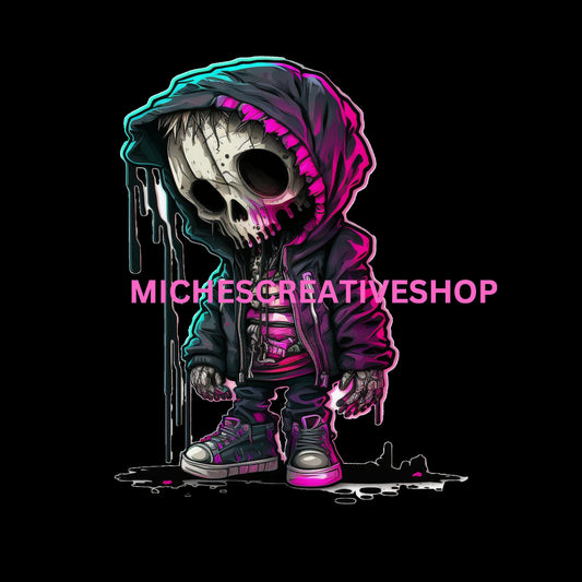 SKELETON MAN  in Neon Colours digital image only 400 dpi Neon Skeleton Design hip hop skeleton man cool great for Halloween