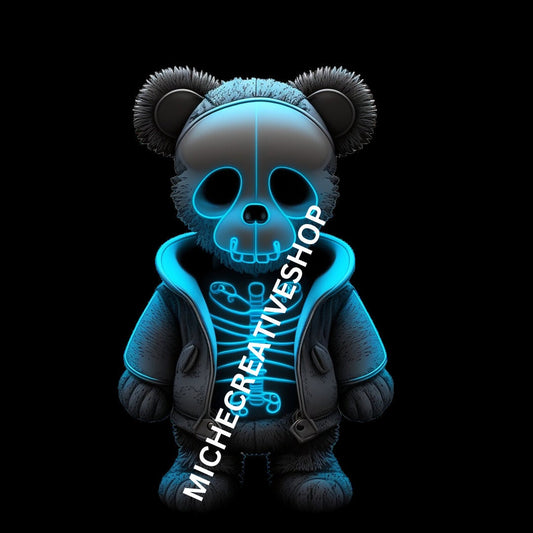 HALLOWEEN TEDDY BEAR digital image only spooky clip art awesome neon colourful 400 Dpi and transparent printable