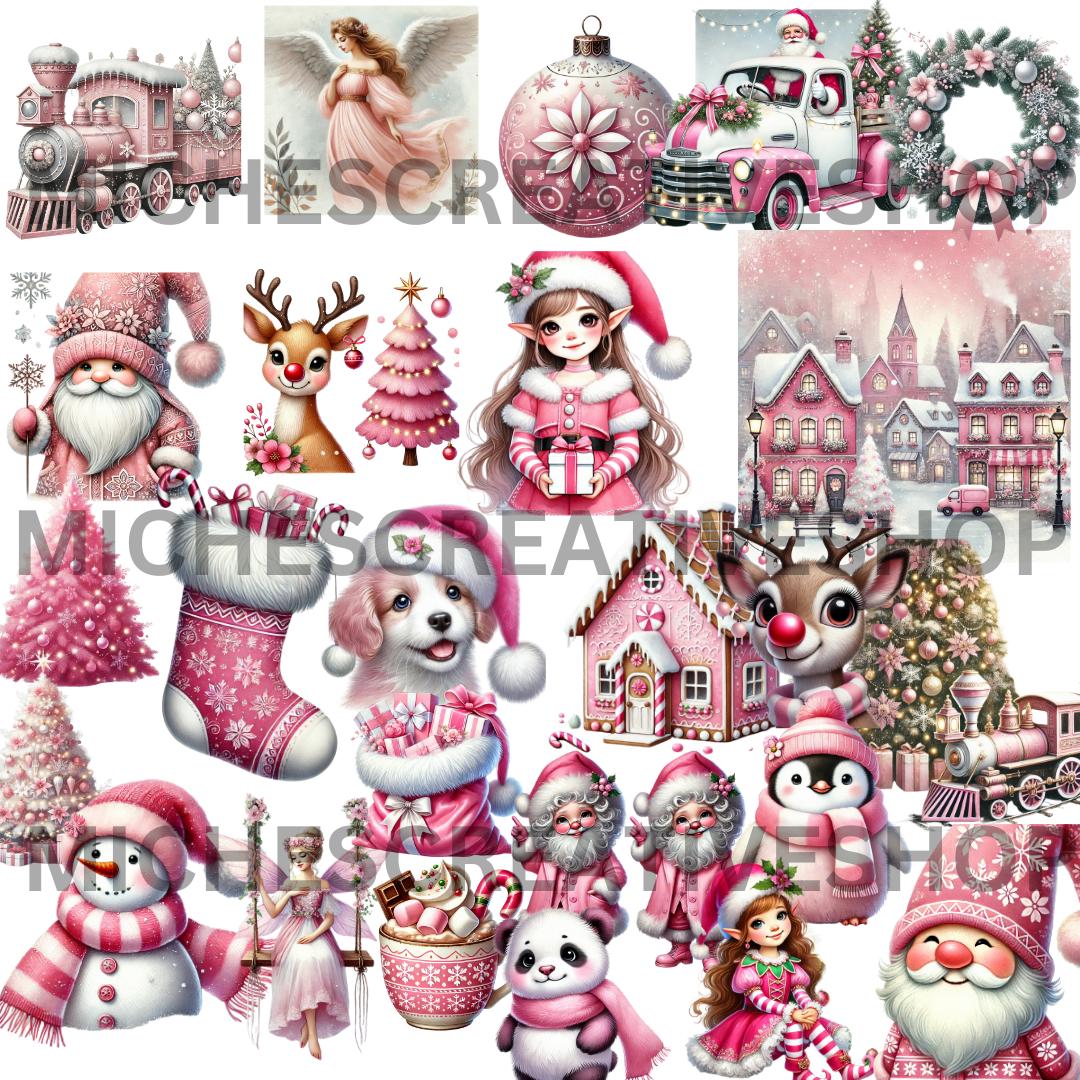CHRISTMAS CLIPART HOHO  70 clip art Christmas bundle Png blue pink red Christmas digital this awesome for designing printable sublimation