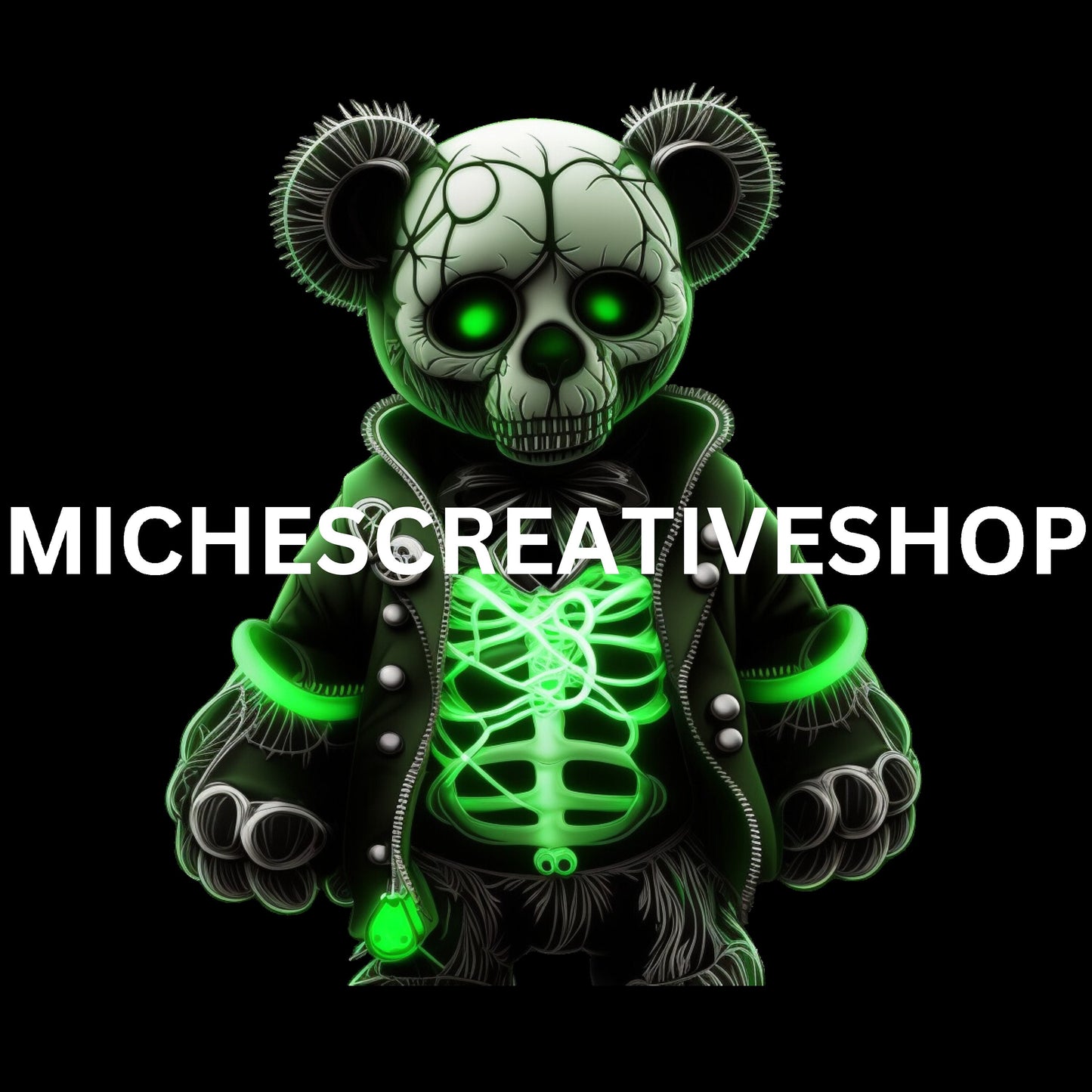HALLOWEEN TEDDY BEAR digital image only 400 dpi transparent neon spooky scary and great for t-shirt designs printable