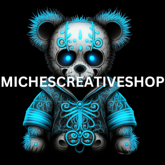 HALLOWEEN TEDDY BEAR digital image only 400 dpi transparent neon spooky scary and great for t-shirt designs