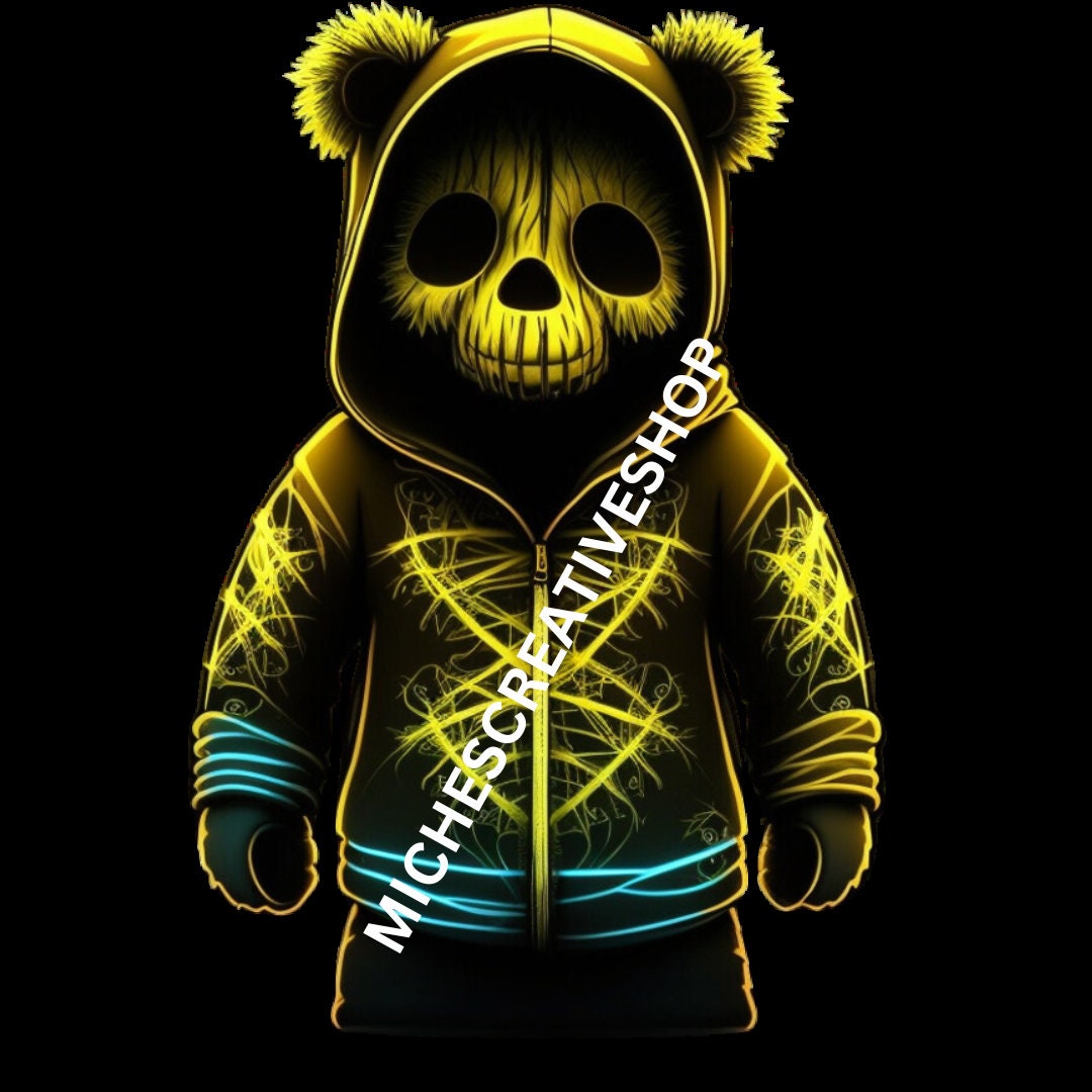 HALLOWEEN TEDDY BEAR digital image only transparent 400 dpi neon colours awesome for great t-shirt printable