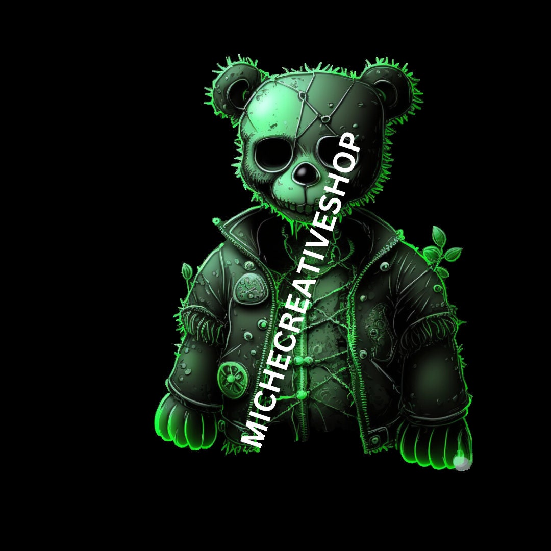 HALLOWEEN TEDDY BEAR digital image only 400 dpi transparent neon colours awesome for t-shirt designs