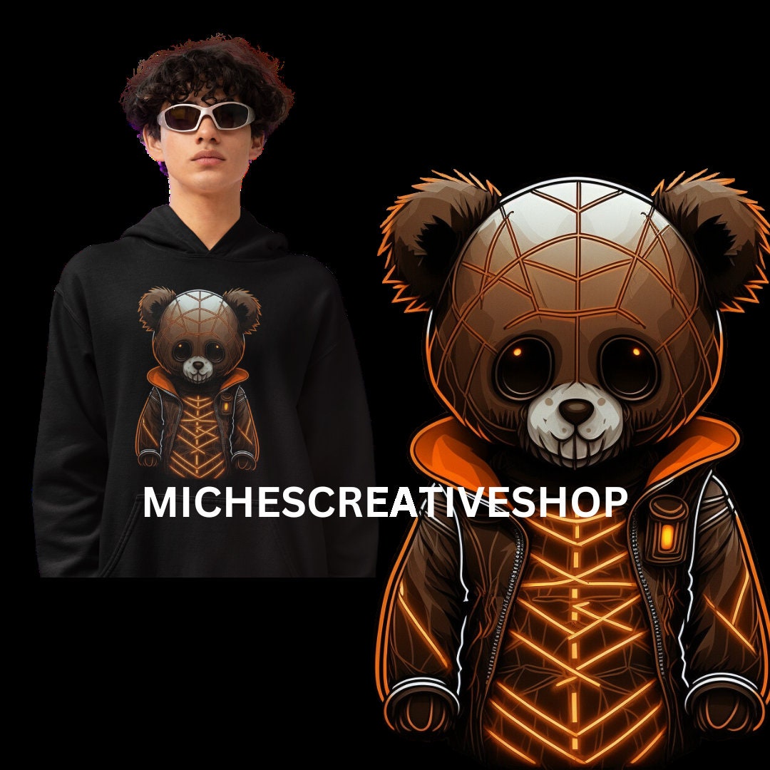 HALLOWEEN TEDDY BEAR spooky digital image only 400 dpi transparent and neon colours so cool printable