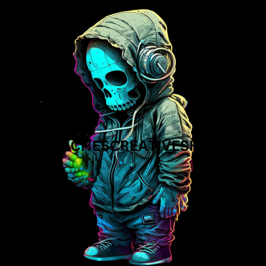 SKELETON MAN  in Neon Colours digital image only 400 dpi Neon Skeleton Design hip hop skeleton man cool printable
