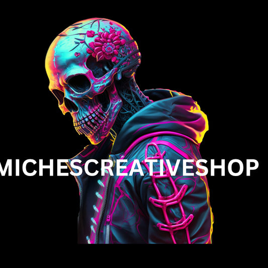 SKELETON MAN in Neon Colours digital image only 400 dpi Neon Skeleton Design hip skeleton man cool great for t-shirts printable