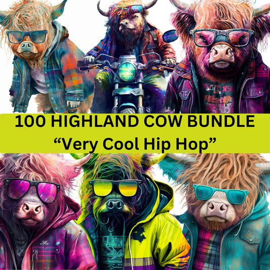 HIGHLAND COW Cool HipHop Highland cow skateboard and motorbike and cool ones love this clip art 400 dpi transparent printable