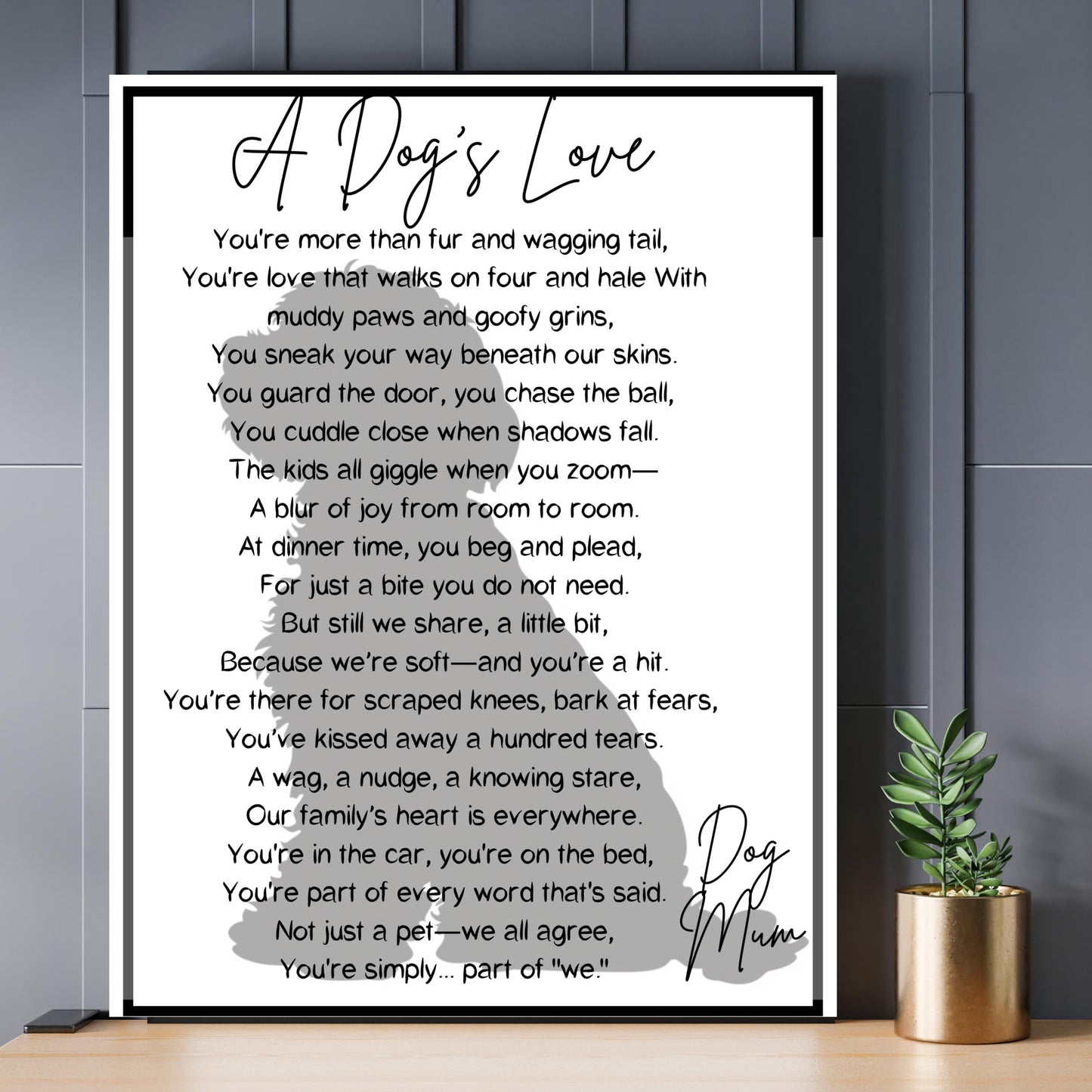 A DOG"S LOVE printable Pet Poem Wall Art Heart-warming Dog Lover Gift  Family Pet Quote for Dog Owners Cute Puppy Poem Digital Download