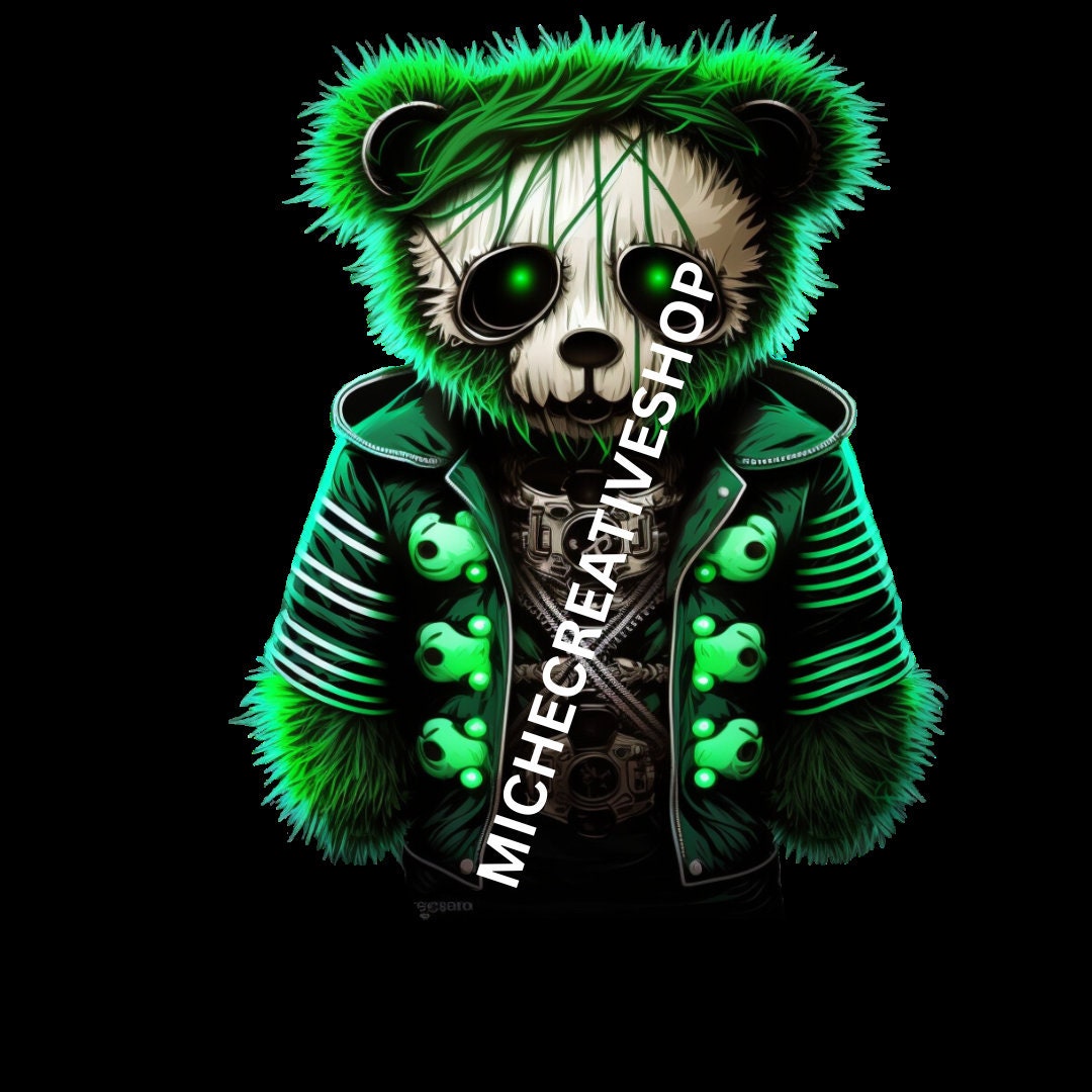 HALLOWEEN TEDDY BEAR transparent 400 dpi digital image only neon colours awesome for t-shirt designs