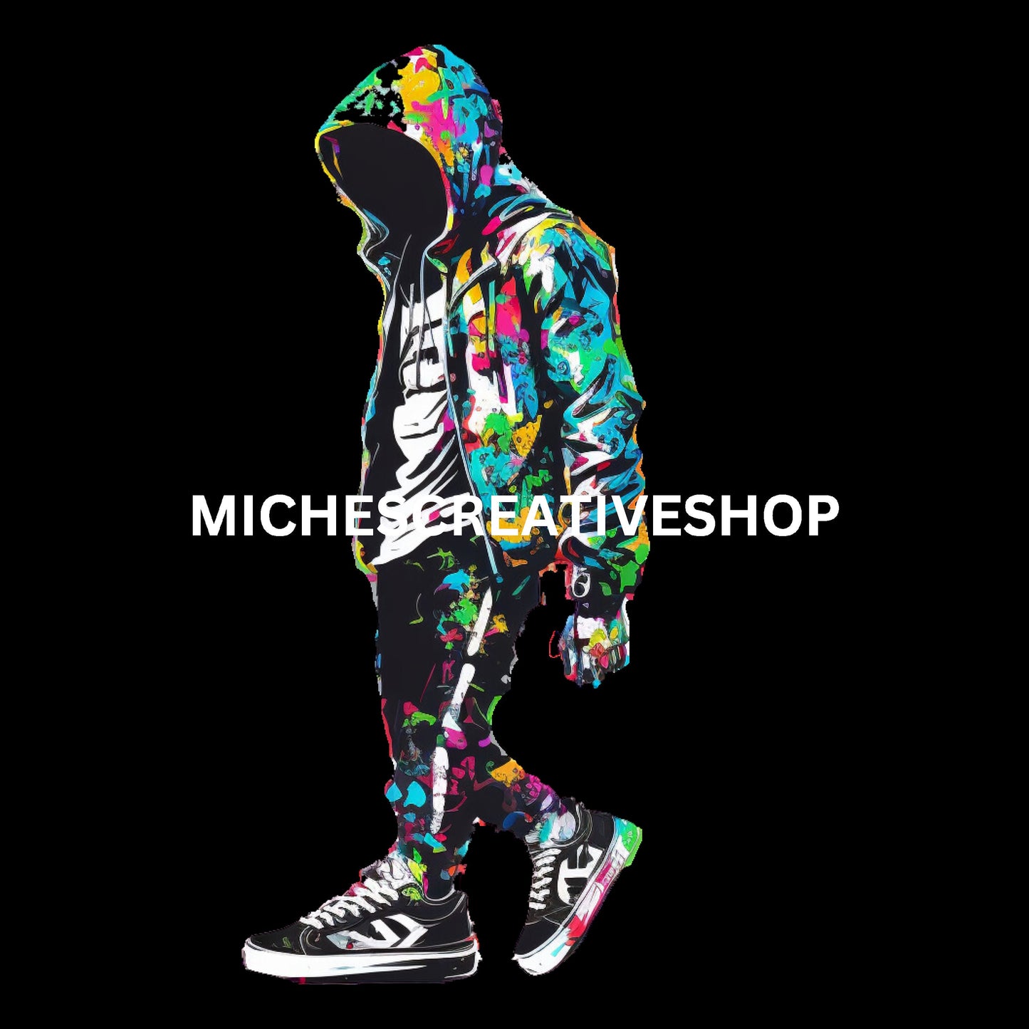 SKELETON faceless Hip Hop Clip Art 400 dpi neon colours hip hop skeleton great for t-shirt designs cool urban art printable