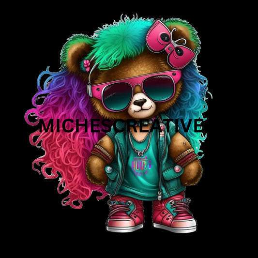 GIRL TEDDY BEAR clip art hip hop cool transparent 400 dpi she teddy bear great t-shirt designs teddy bear hip hop