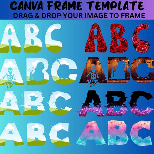 FRAME CANVA ALPHABET Canva frame Groovy Halloween Super Mario Alphabet Digital Editable Template Fill Your Own Drag Drop download Templates