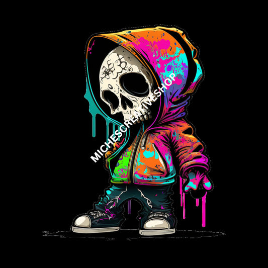 SKELETON MAN  in Neon Colours digital image only 400 dpi Neon Skeleton Design hip hop skeleton man cool
