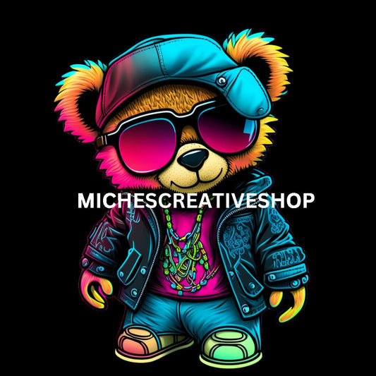 TEDDY BEAR clip art hip hop cool transparent girl teddy bear is rocking a trendy hip-hop style that blends both cuteness and attitude