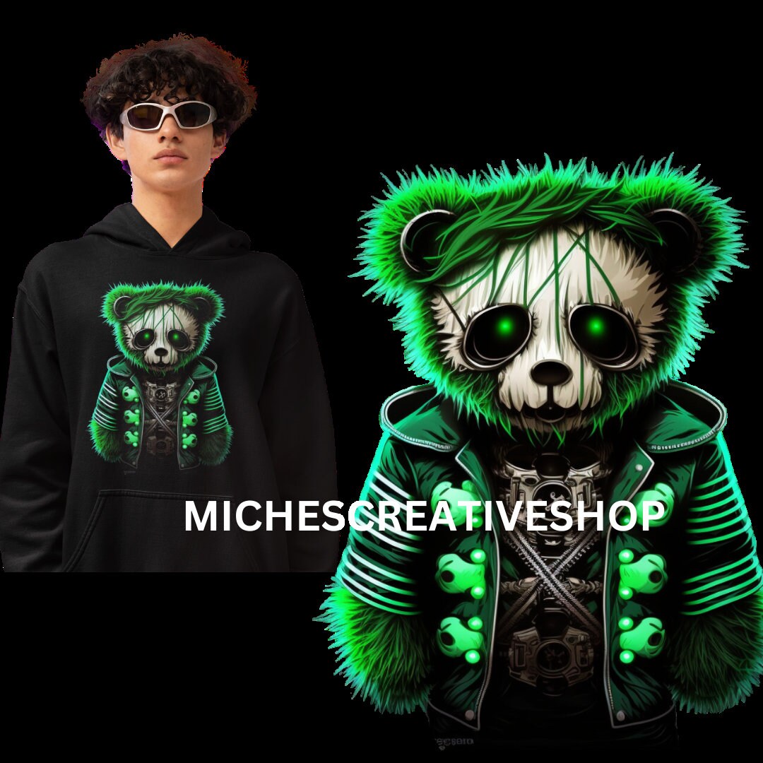 HALLOWEEN TEDDY BEAR transparent 400 dpi digital image only neon colours awesome for t-shirt designs