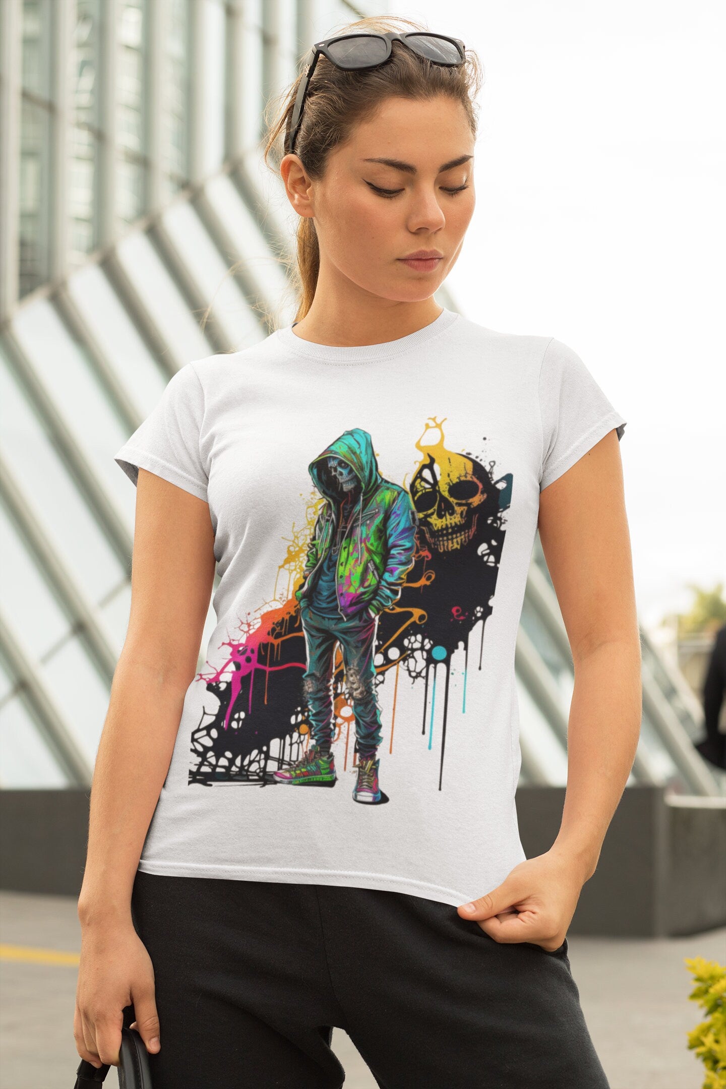 SKELETON MAN  scary in Neon Colours digital image only 400 dpi Neon Skeleton Design hip hop skeleton man great for t-shirt designs printable