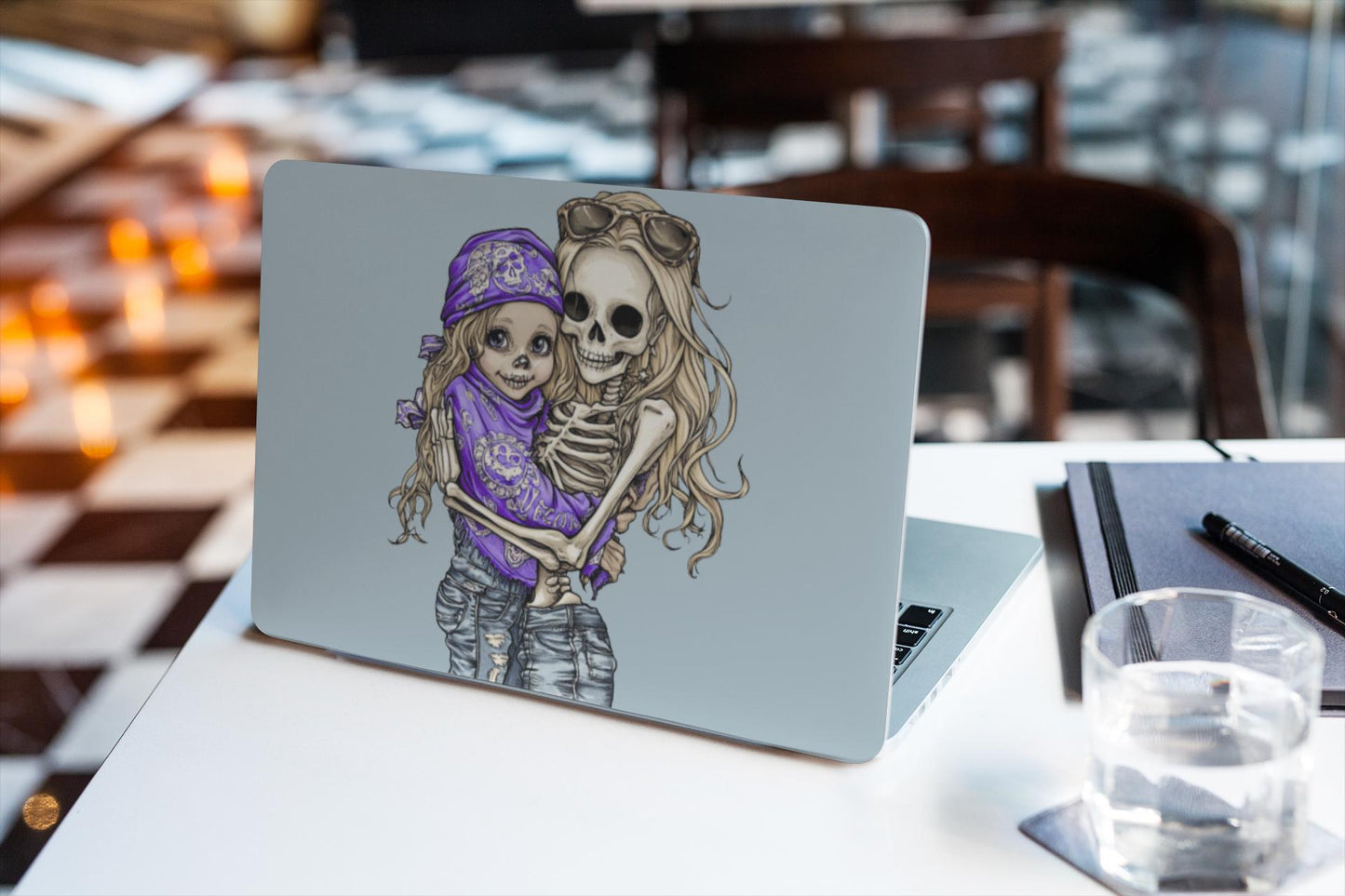 Skeleton Chick Clipart Cute Skull Girl PNG Halloween Design Digital Download mother daughter skeletons great for t-shirt printable designs