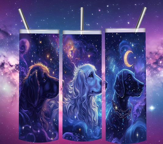 TUMBLER 20 oz Galaxy Dogs Clipart  Celestial Golden Retriever, Black Lab & Starry Hound  Cosmic Night Sky PNG Art Printable Sublimation