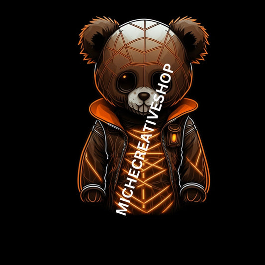 HALLOWEEN TEDDY BEAR spooky digital image only 400 dpi transparent and neon colours so cool printable