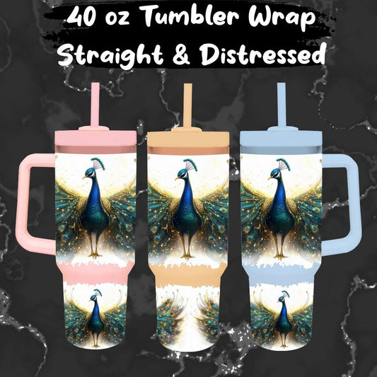 TUMBLER WRAP peacock feathers  Elegant Glitter Feathers Sublimation Design Digital Download for Stanley Style Cups feather design