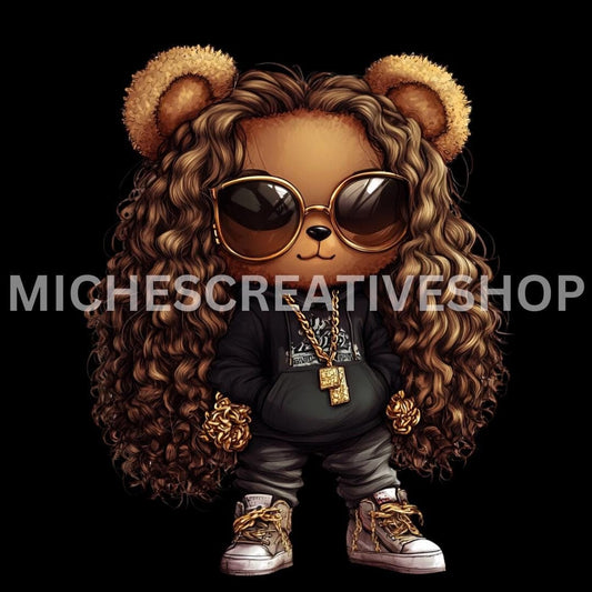 TEDDY BEAR girl teddy bear clip art hip hop cool transparent 400 dpi she teddy bear great t-shirt designs teddy bear hip teddy bear chick