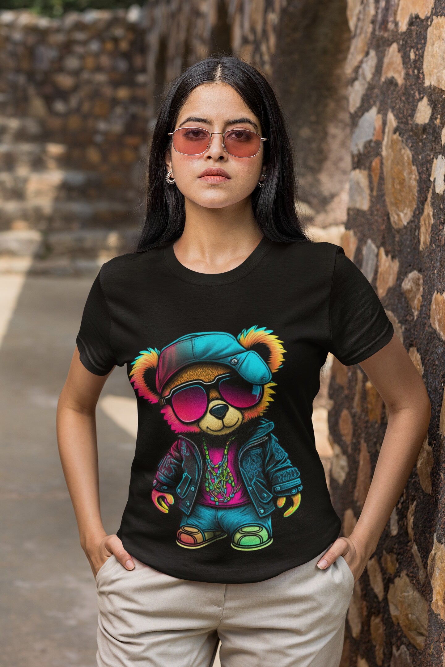 TEDDY BEAR clip art hip hop cool transparent girl teddy bear is rocking a trendy hip-hop style that blends both cuteness and attitude