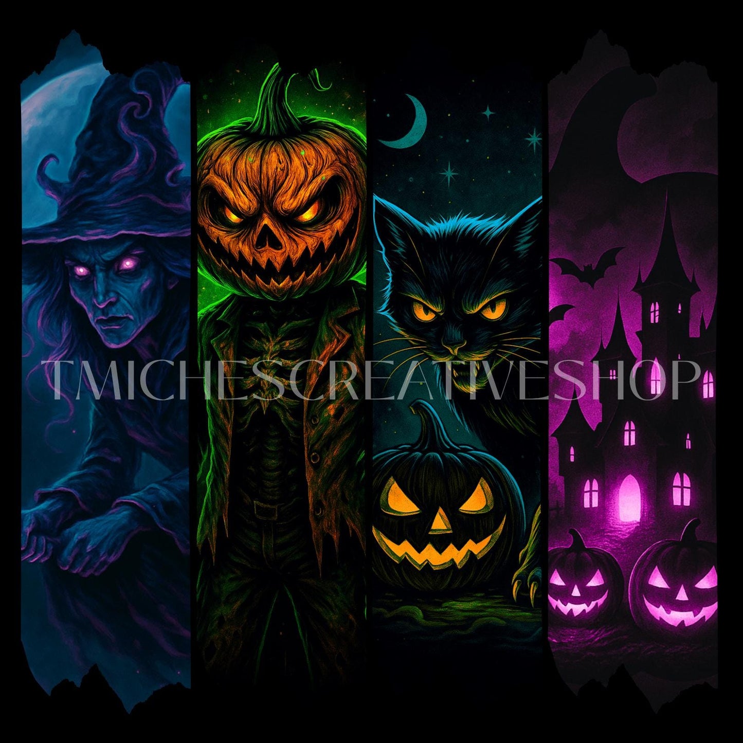 HALLOWEEN SPOOKY Printable Witch Pumpkin Head Black Cat tumbler wrap Png Pdf Sublimation Instant Digital Download, T-shirt Design DTF Design