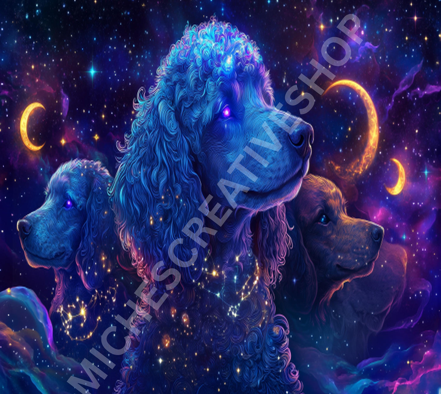 TUMBLER 20 oz Celestial Poodle Clipart – Cosmic Dog Galaxy Art | Mystical Night Sky PNG for Sublimation & Crafts Printable