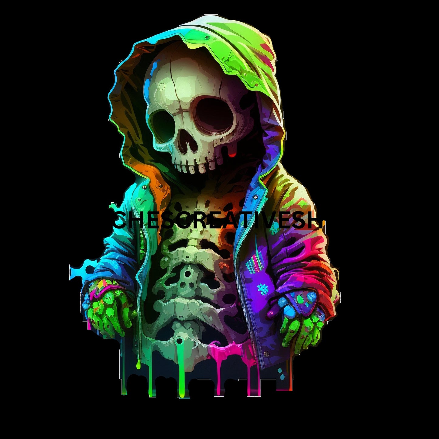 SKELETON MAN  in Neon Colours digital image only 400 dpi Neon Skeleton Design hip hop skeleton man cool printable