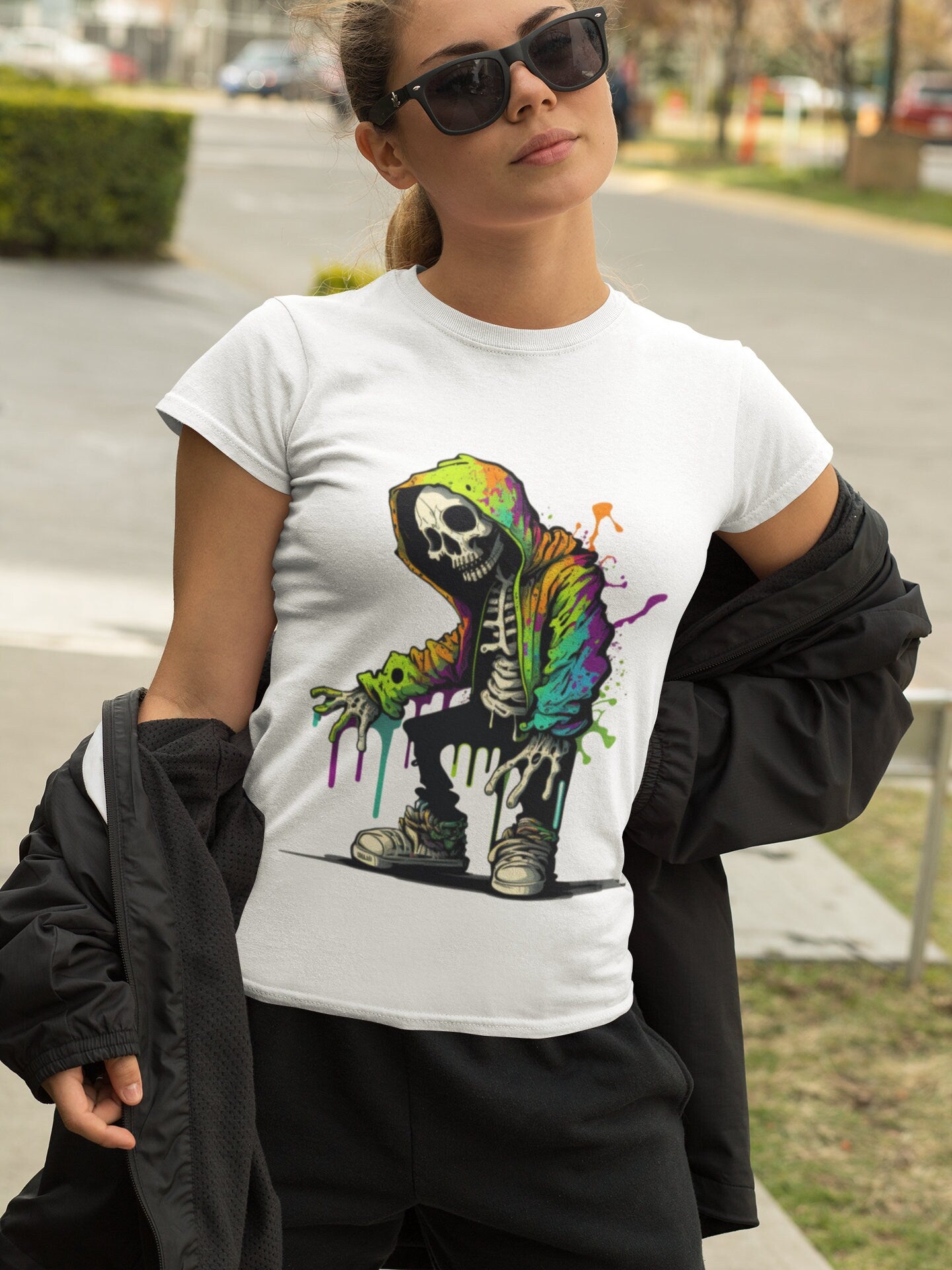 SKELETON MAN  in Neon Colours digital image only 400 dpi Neon Skeleton Design hip hop skeleton man cool