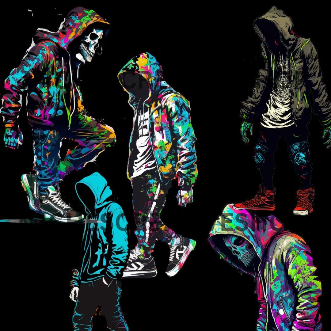 SKELETONS collection 100 pack awesome colours and graphics hip hop and so cool skeleton pack all in one purchase and great details printable
